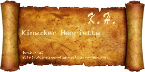 Kinszker Henrietta névjegykártya